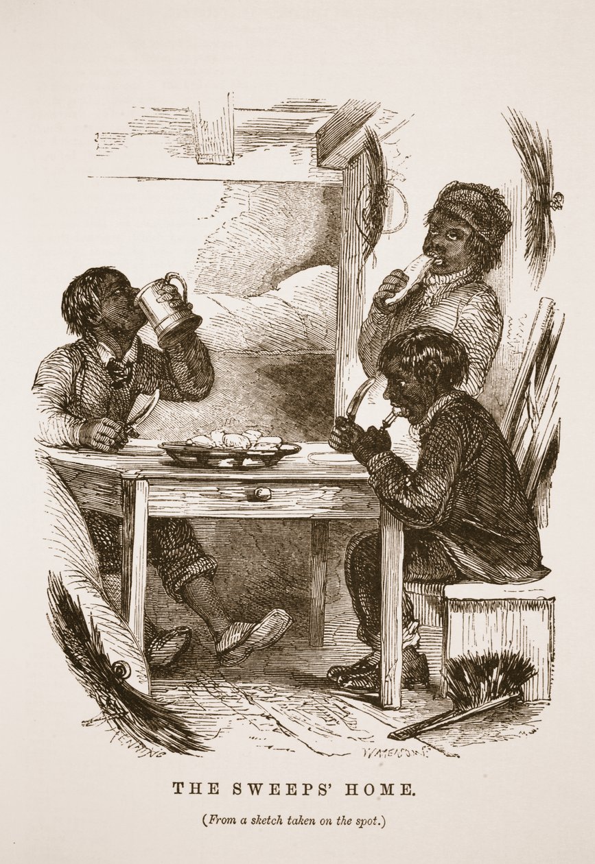 The Sweeps Home, illustration fra London Labor og London Poor af Henry Mayhew, pub. 1862 af English School