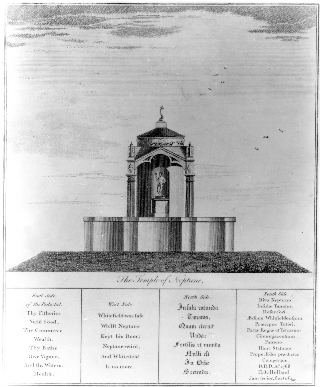 Neptuntemplet ved Kingsgate på Isle of Thanet, 1768 af English School
