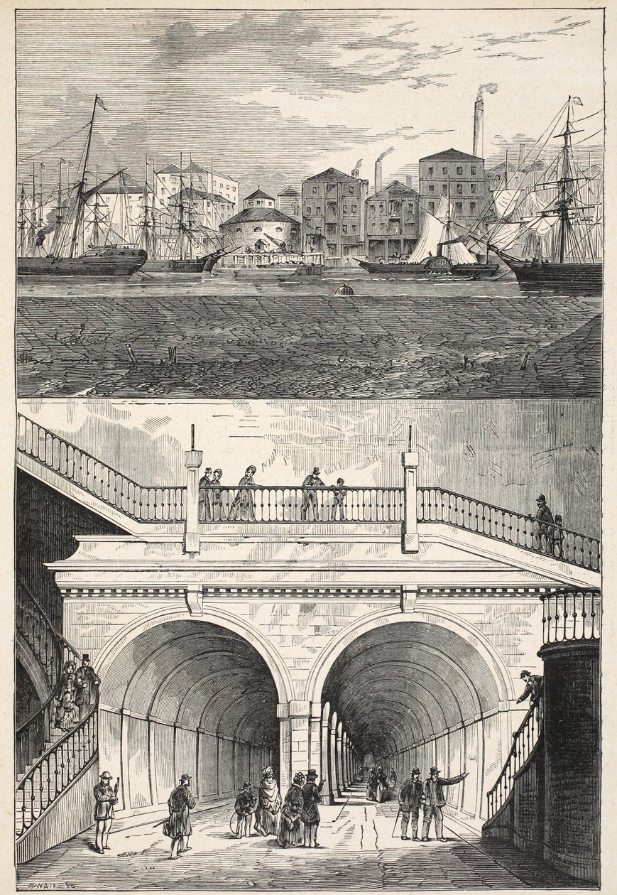 Thames Tunnel (som den så ud, da den oprindeligt blev åbnet for trafik) af English School