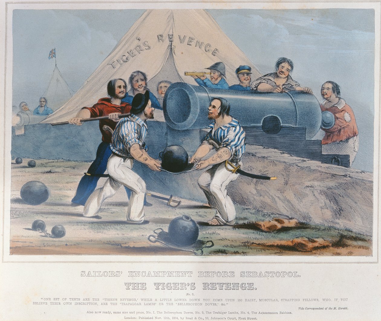 The Tigers Revenge, sømandslejr foran Sebastopol, offentliggjort 11. november 1854 af English School