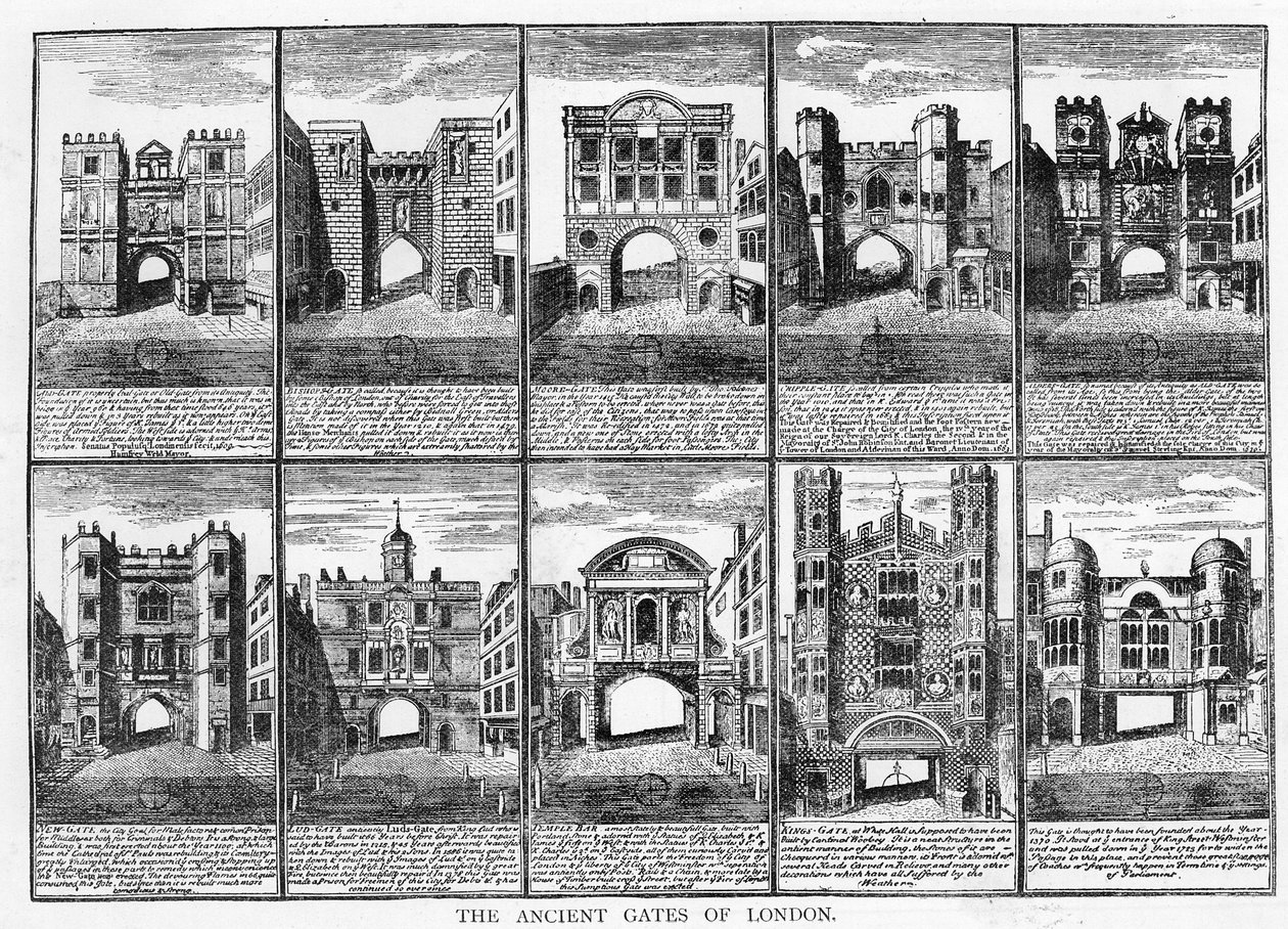 De tolv gamle porte i City of London af English School