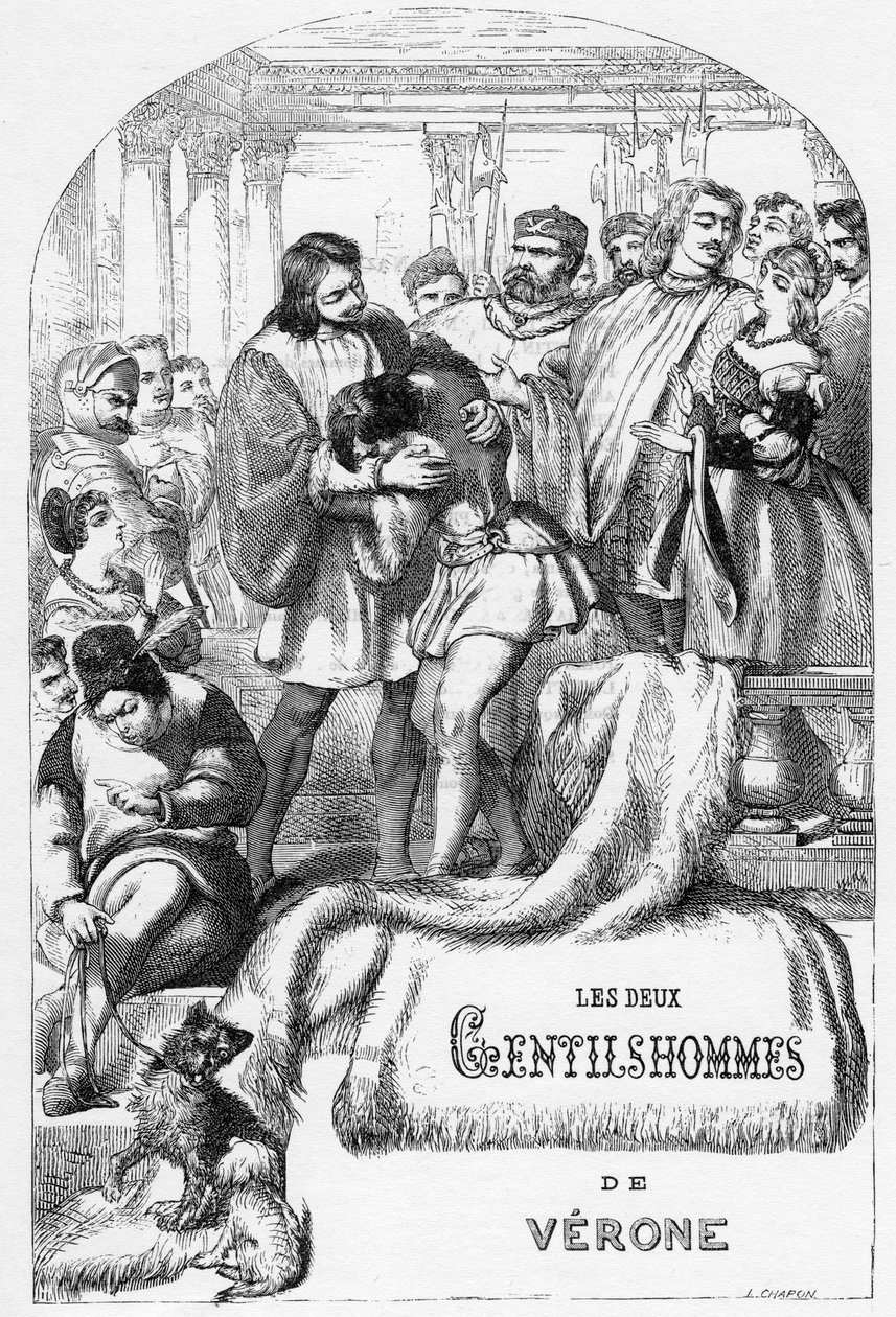 The Two Gentlemen of Verona - Illustration i "" Værker komplet af William Shakespeare"" 1866 - Illustrationerne og den generelle form for denne udgave er lånt fra Cassells illustrerede Shakespeare, udgivet i London af English School