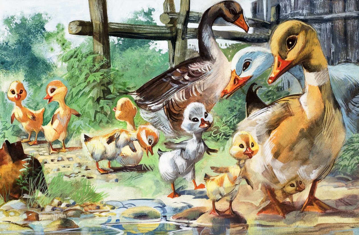 Den grimme ælling (gouache på papir) af English School