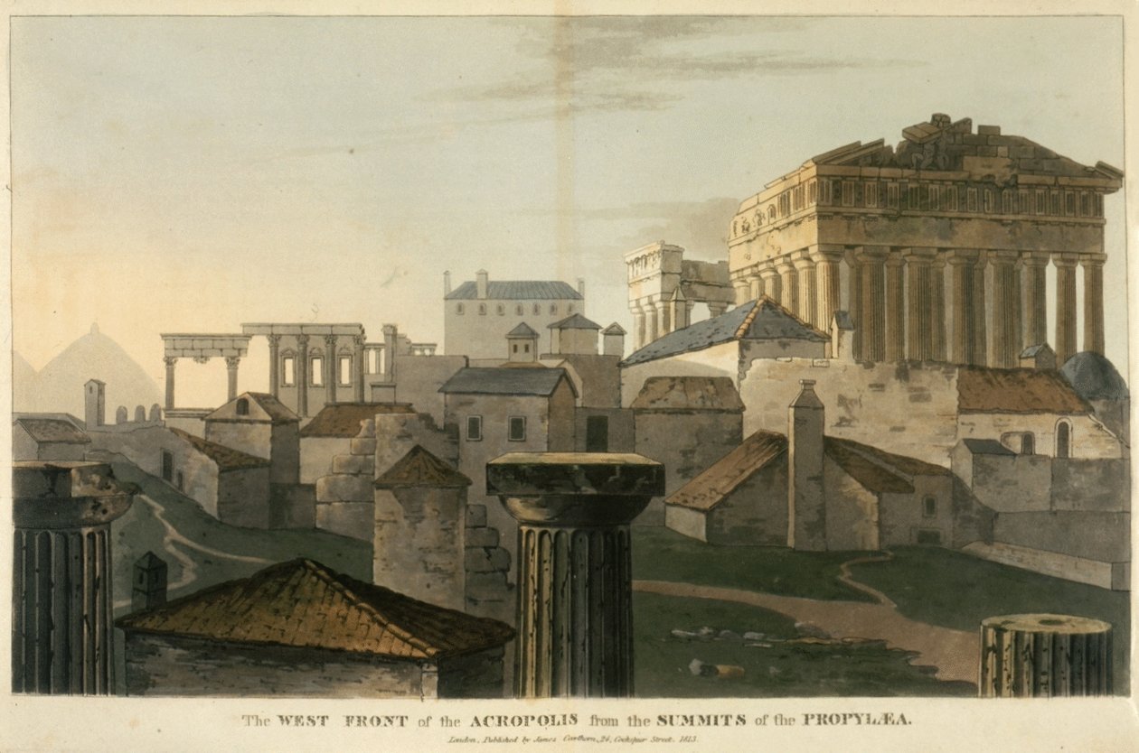 Vestfronten af Akropolis fra toppen af Propylea, illustration fra 