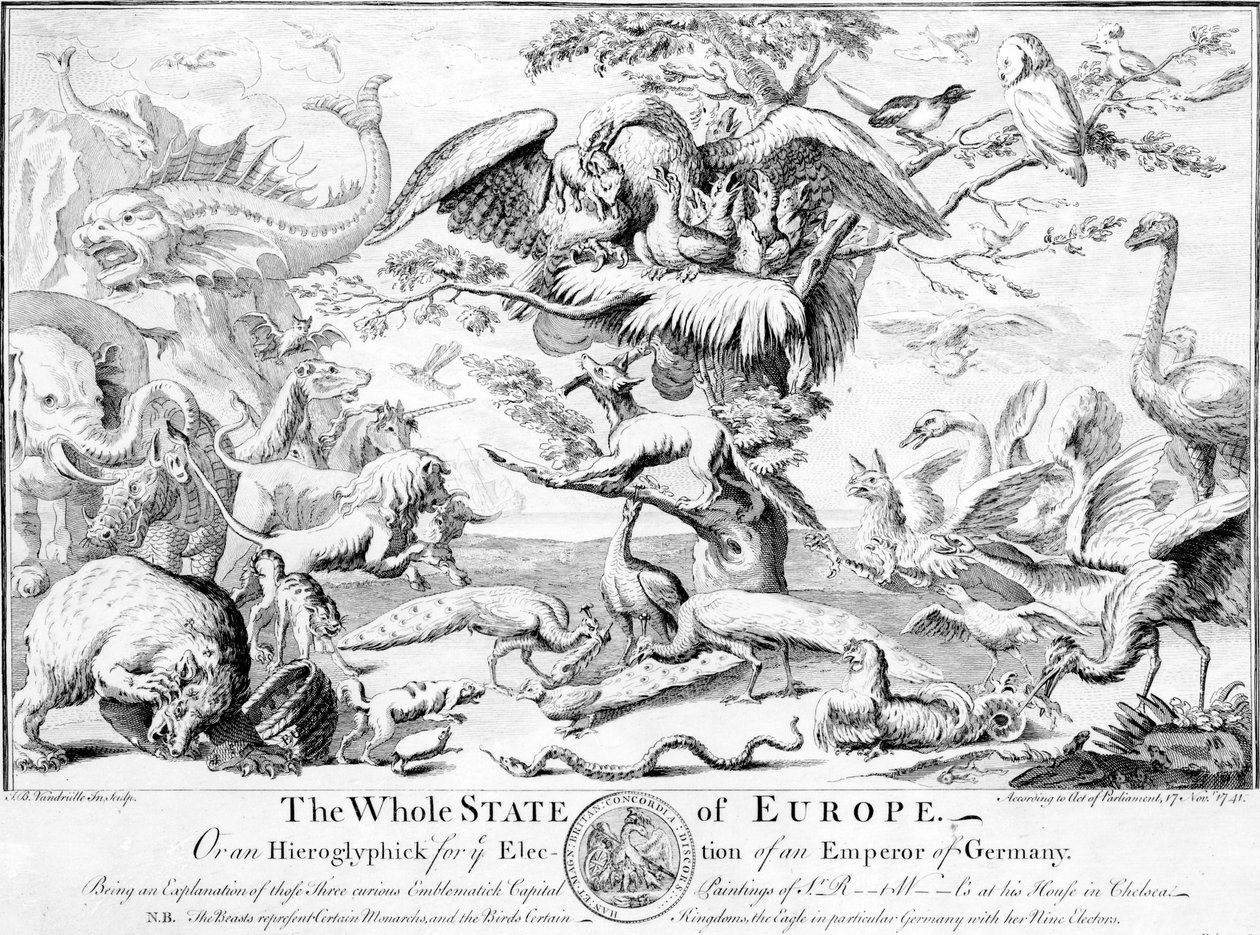 Hele Europas stat eller en hieroglyf til valget af en tysk kejser, 1741 af English School