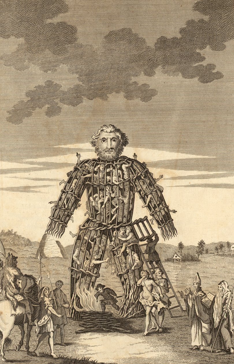 The Wicker Man of the Druids, fra The Complete English Traveller, eller en ny undersøgelse og beskrivelse af England og Wales, pub. 1771 af English School