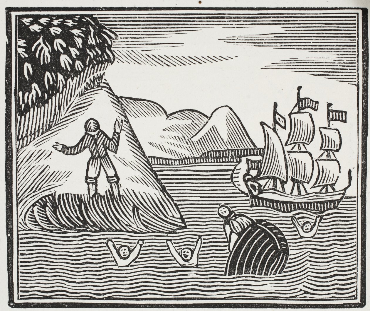 The Wreck, illustration fra Chap-books of the Eighteenth Century af John Ashton, pub. 1882 af English School