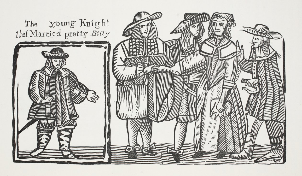 Den unge ridder, der giftede sig med smukke Betty, illustration fra Chap-books of the Eighteenth Century af John Ashton, pub. 1882 af English School
