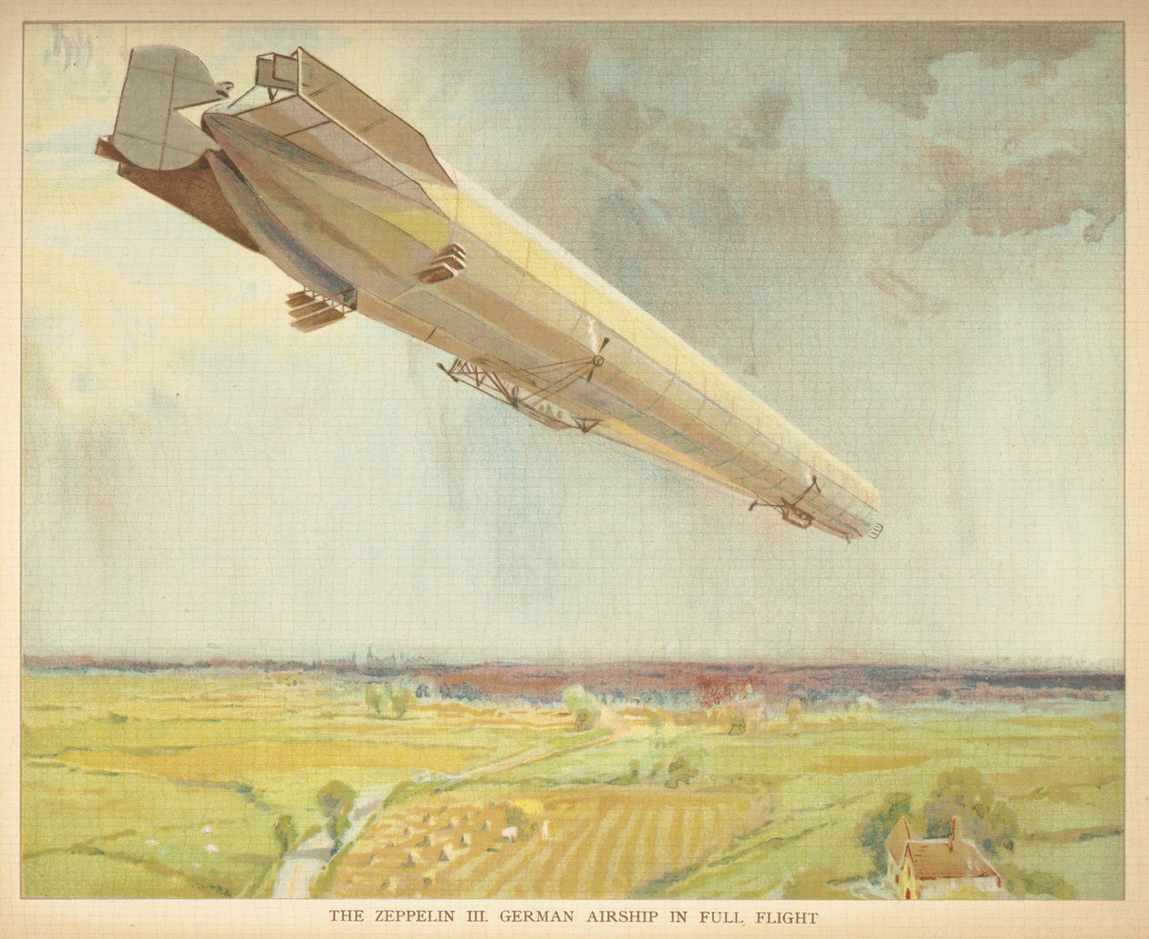 Zeppelin III. Tysk luftskib i fuld flugt. Lille folkebog over luftskibe. London: Ernest Nister, [1912] af English School