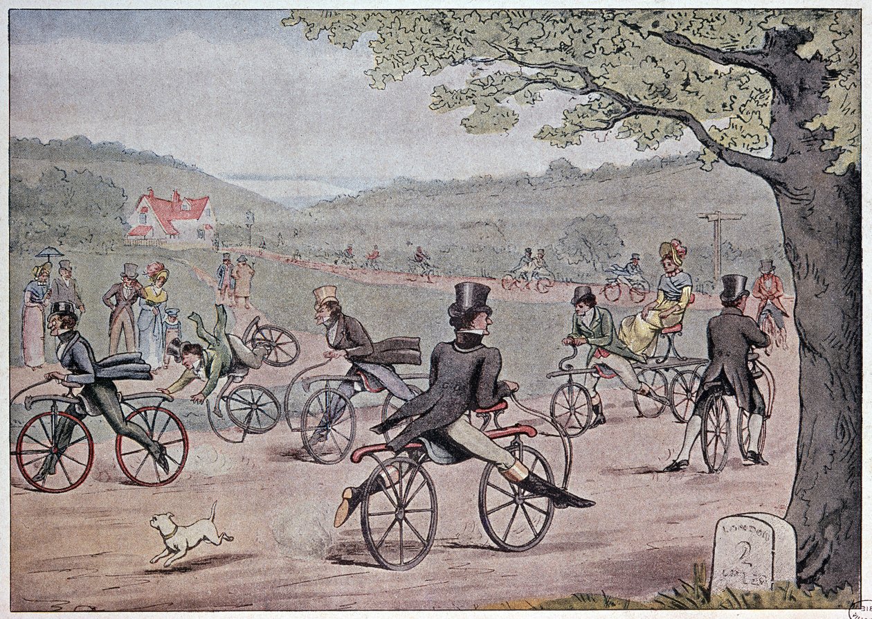 Cyklen i 1819 - fra et engelsk tryk fra tiden af English School