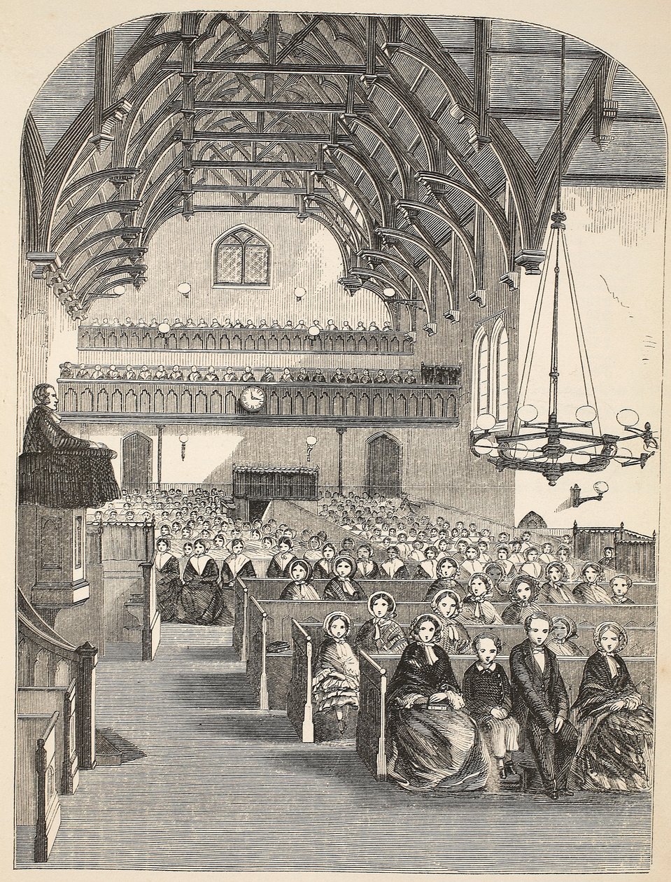 Kapellet i Brixton, illustration fra The Criminal Prisons of London og Scenes from Prison Life af Henry Mayhew og John Binny, pub. 1862 af English School