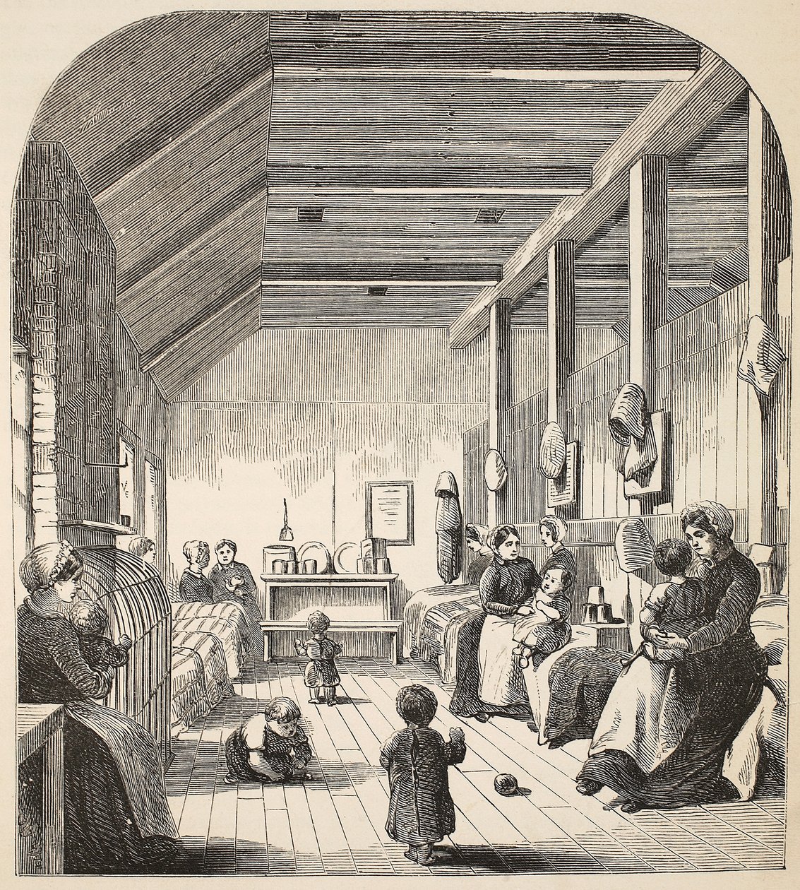 Den straffedømte børnehave i Brixton, illustration fra The Criminal Prisons of London og Scenes from Prison Life af Henry Mayhew og John Binny, pub. 1862 af English School