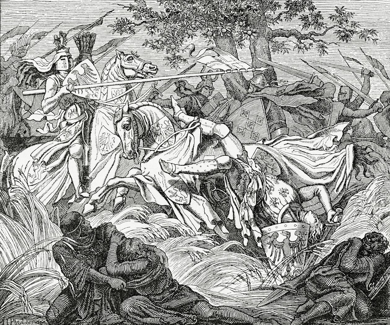 Manfreds død i slaget ved Benevento, 26. februar 1266, 1882 af English School