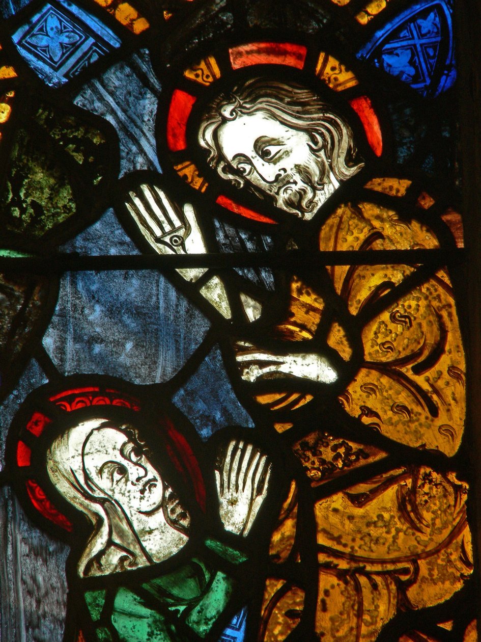 Østvinduet viser en scene fra Maria Magdalenas liv - Noli me Tangere? af English School