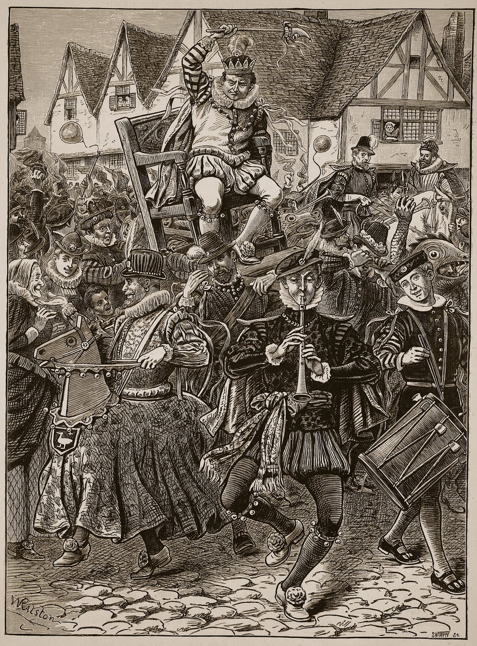 Bolden i My Lord of Misrule, illustration fra Cassells Illustrated History of England (sepiafoto) af English School