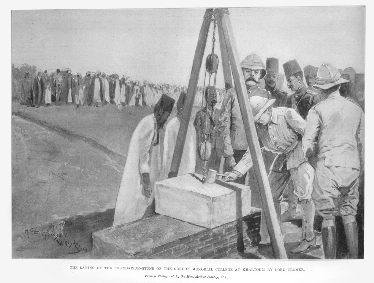 Nedlægningen af grundstenen til Gordon Memorial College i Khartoum af Lord Cromer, fra 