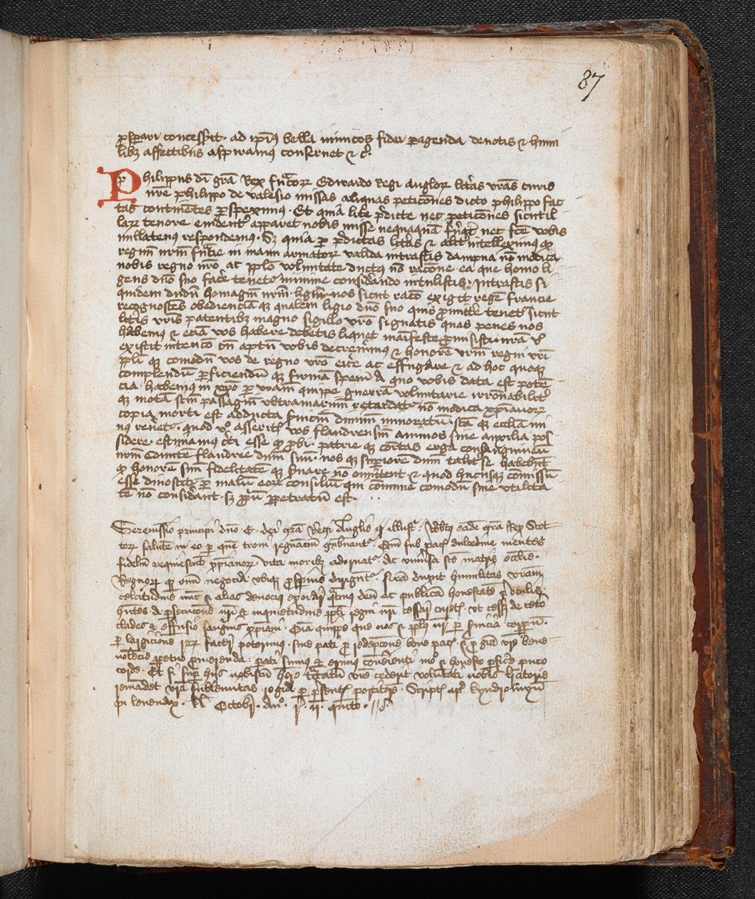 Brevet fra Robert the Bruce til Edward II, tilføjet nederst på siden af English School