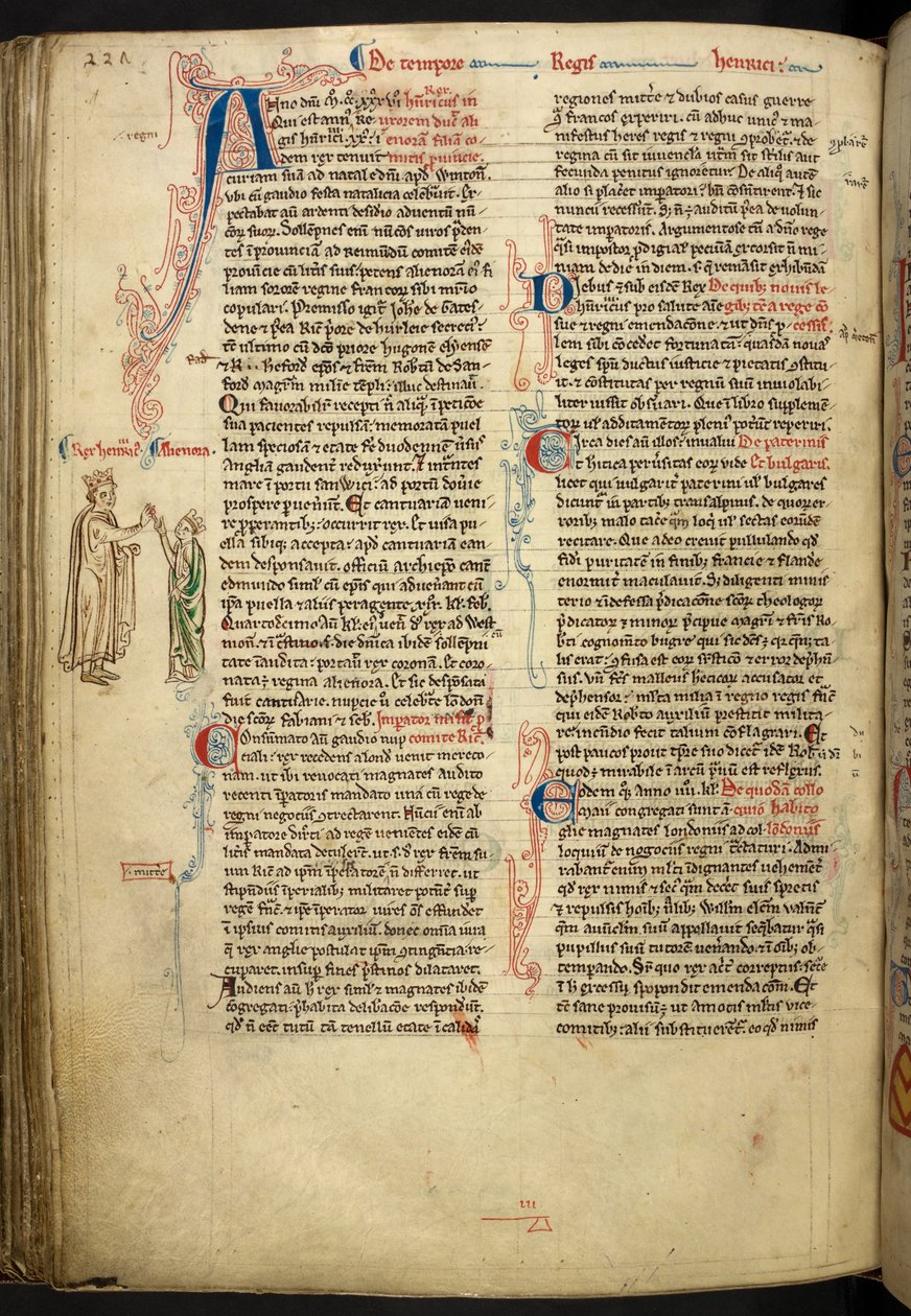 Ægteskabet mellem Henry III og Eleanor af Provence fra The Historia Anglorum, Matthew Paris, MS Royal 14 CVII, f. 124.v, ca. 1250-59 af English School