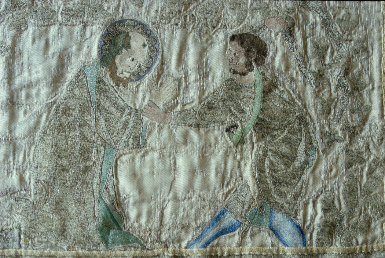 En helgens martyrdød, detalje fra fronten af Steeple Aston Cope, ca. 1340