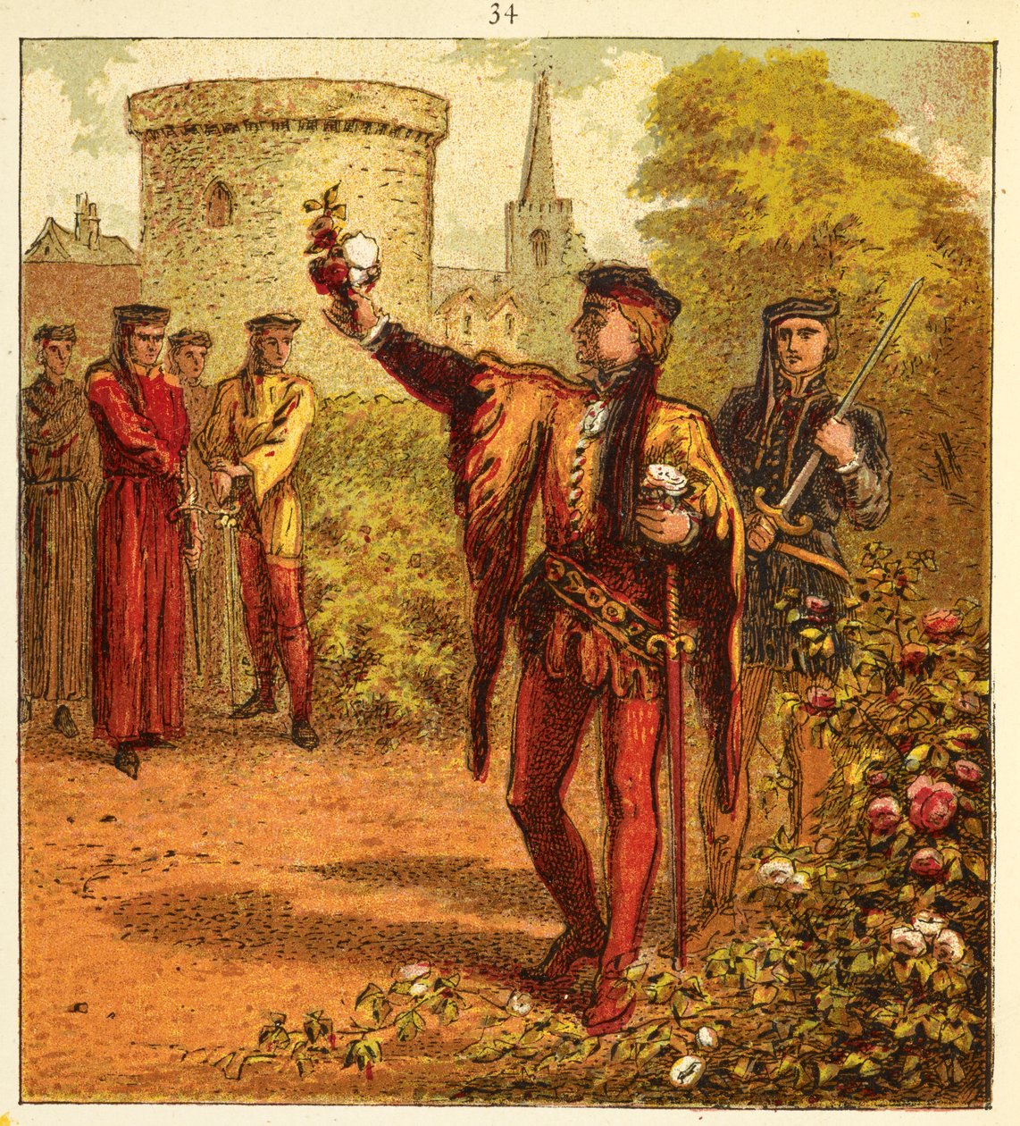 De røde og hvide roser, illustration fra 