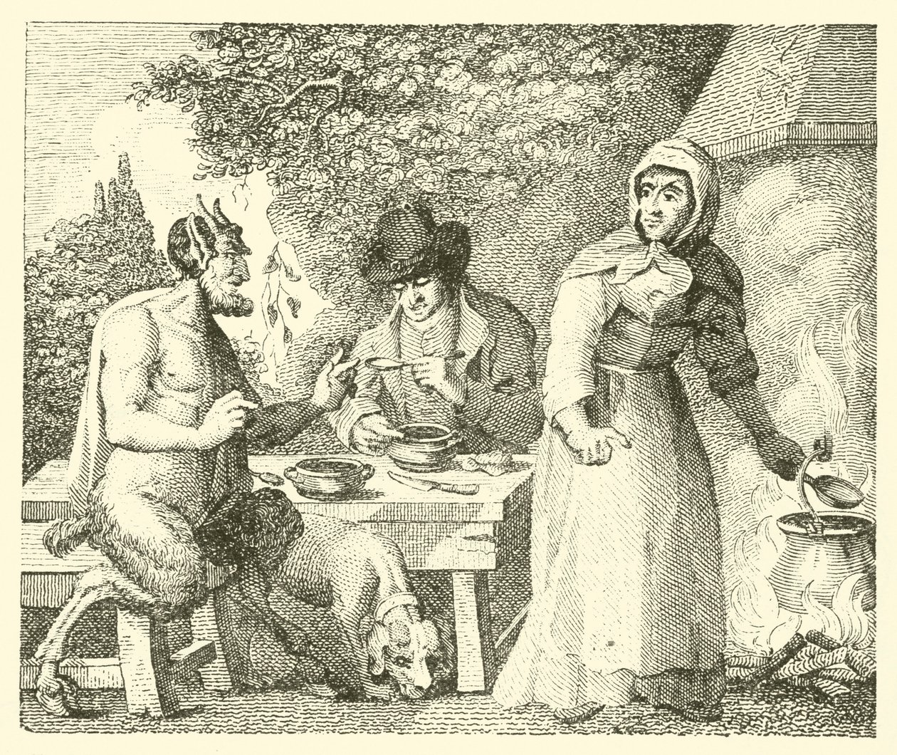 Satyren og den rejsende (kobberstik) af English School