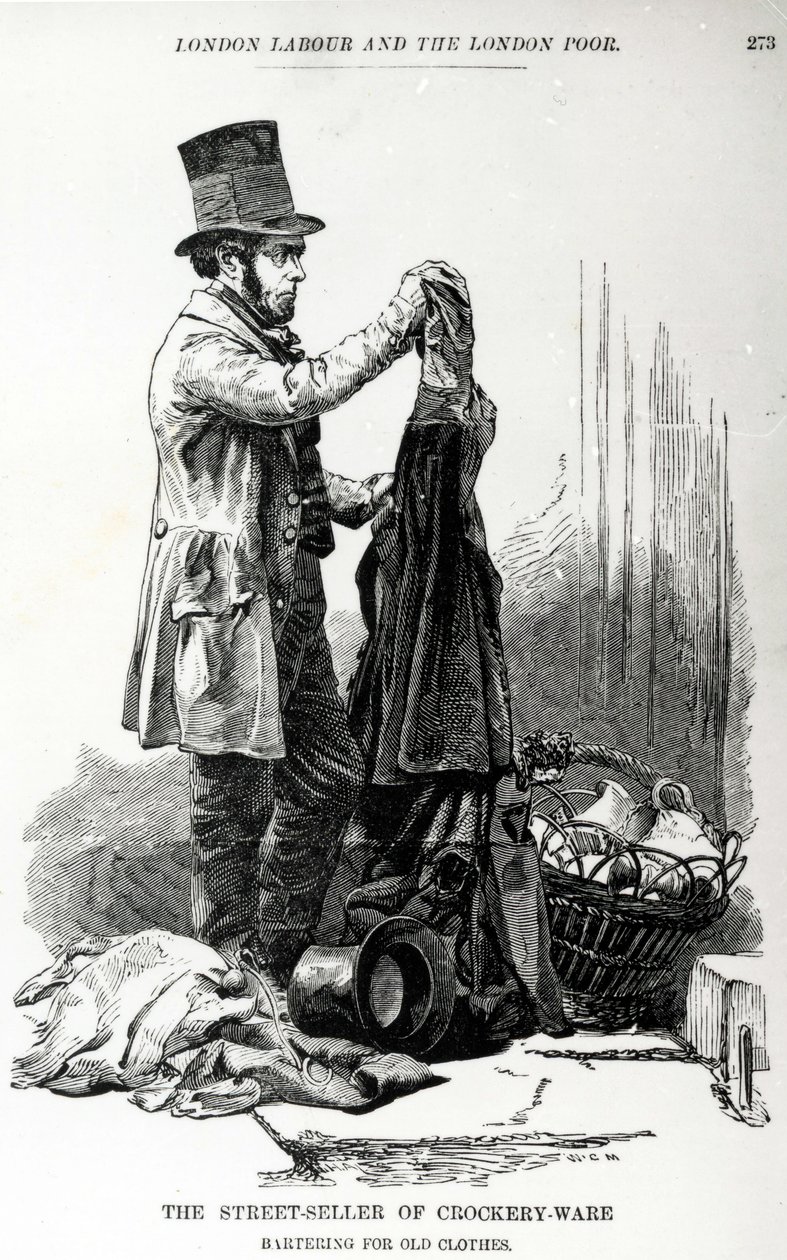 Gadesælgeren af service, der byttede gammelt tøj, ca. 1840 af English School