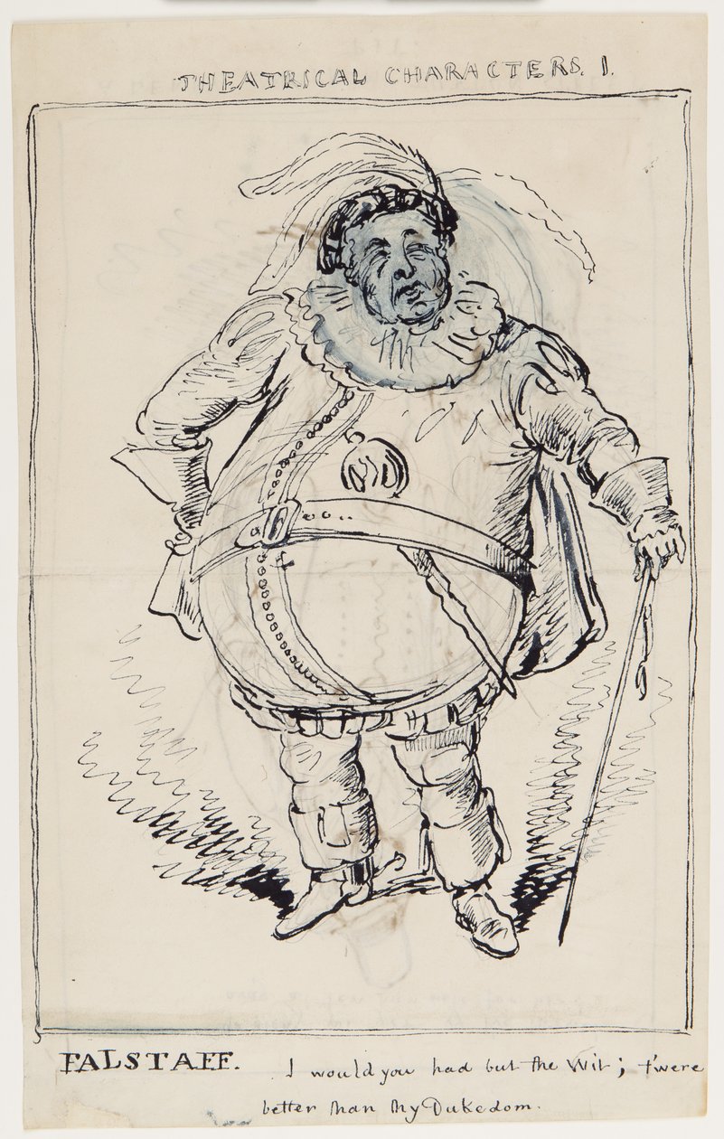 Teaterfigurer 1: Falstaff, ca. 1825 (pen & blæk på papir) af English School
