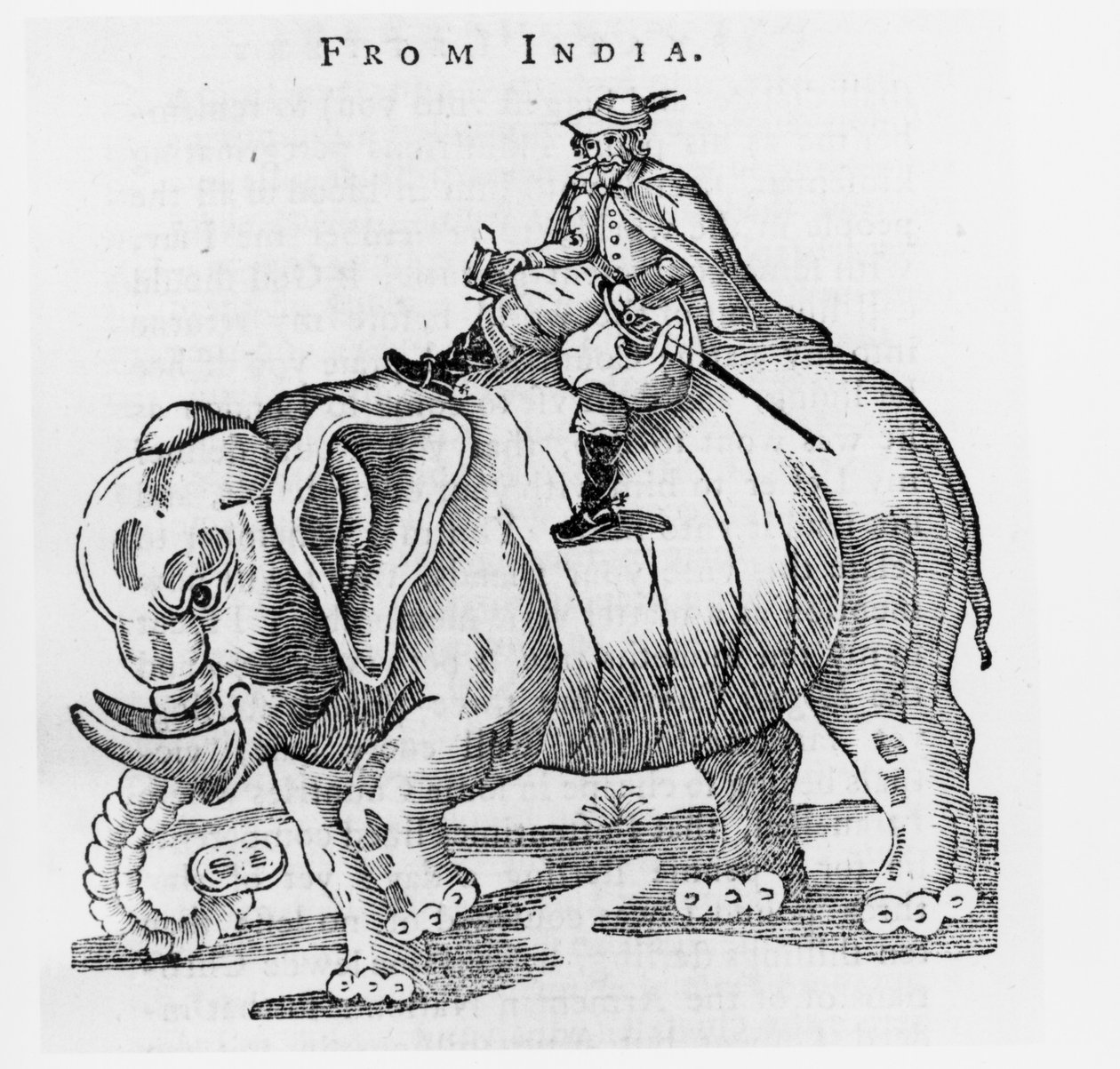 Thomas Coryate (ca. 1577-1617) på en elefant, fra Letters from India in Coryats Crudities, bind 3, udgivet 1776 af English School