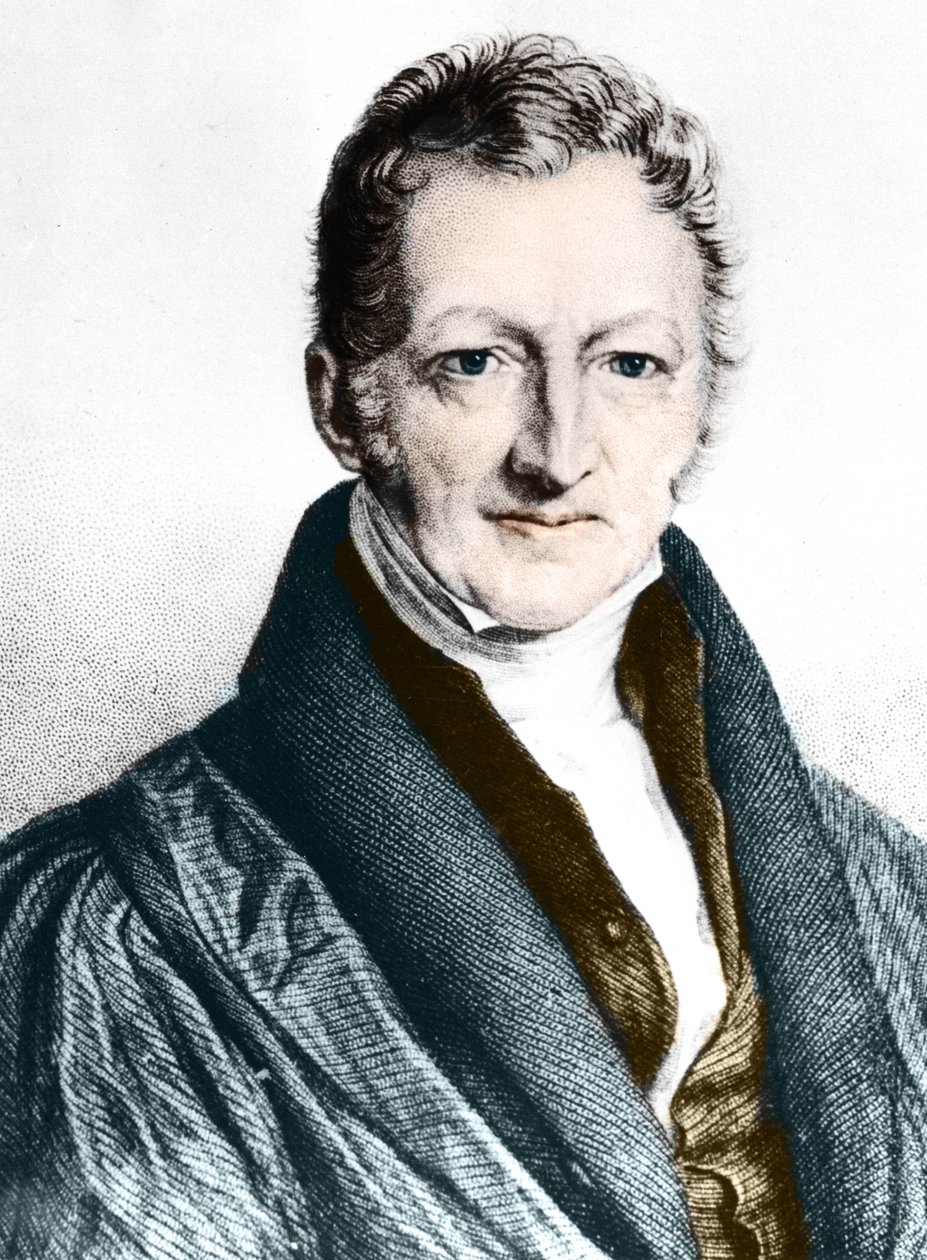 Thomas Robert Malthus (farvet gravering) af English School