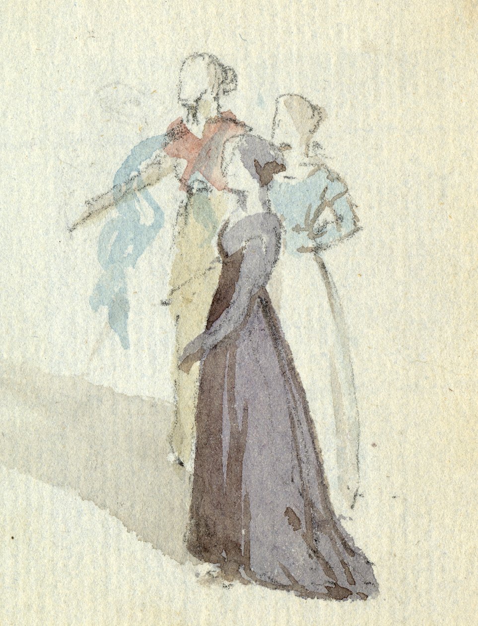 Tre kvinder, ca. 1825 (wc på papir) af English School