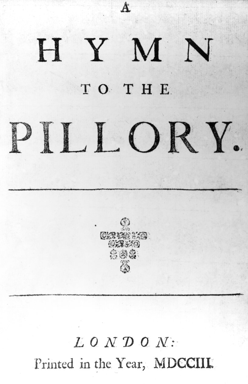 Titelside til A Hymn to the Pillory af Daniel Defoe, 1703 (trykt papir) af English School