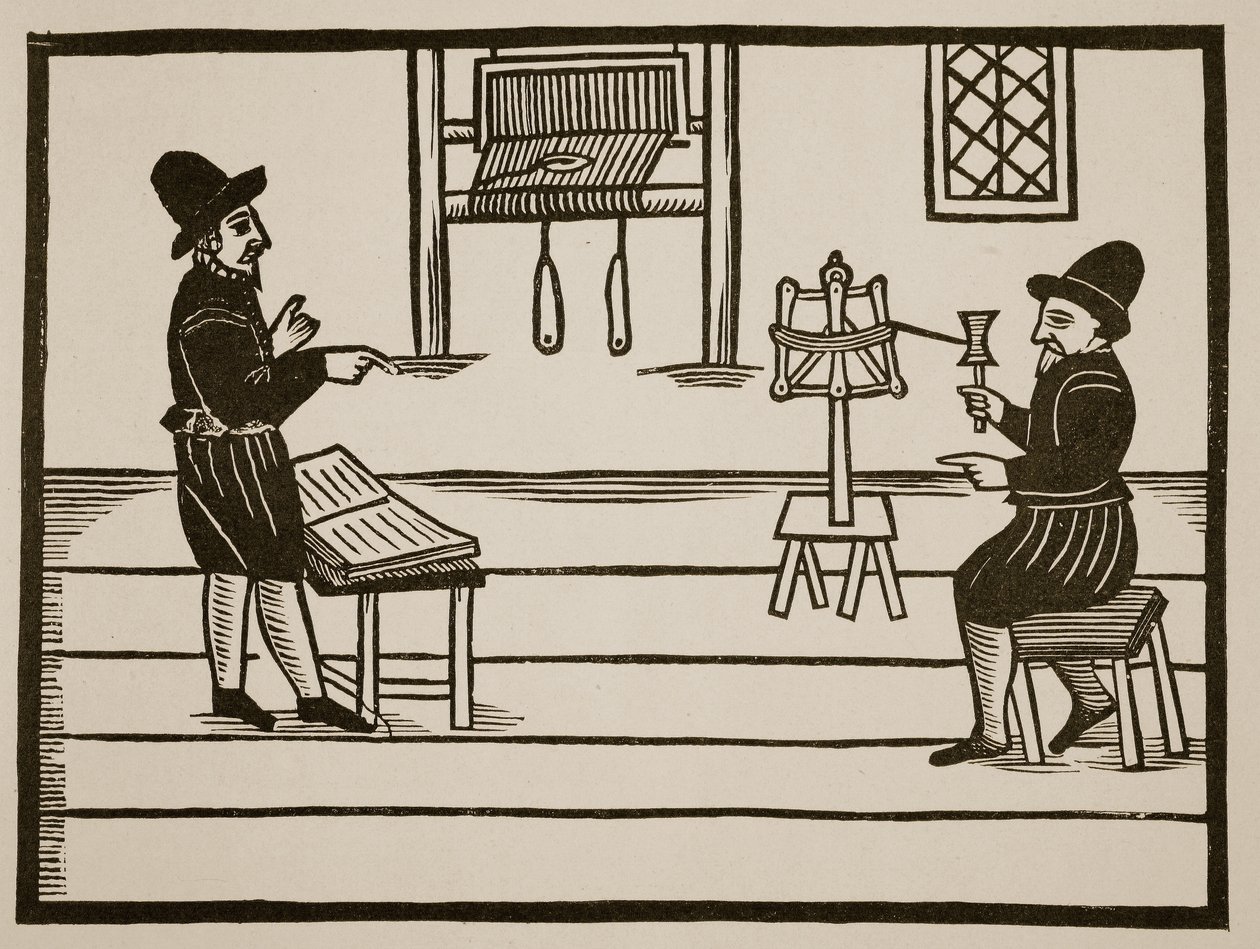Titelside på A True Discourse of the Two Infamous Prophets, Richard Farnham, Weaver, of White-Chapel, og John Bull, Weaver, of Saint Botolphs, Algate af T.H 1636 (sepia-foto) af English School