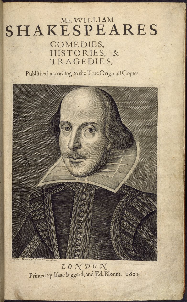 Titelblad med et portræt af Shakespeare, fra 