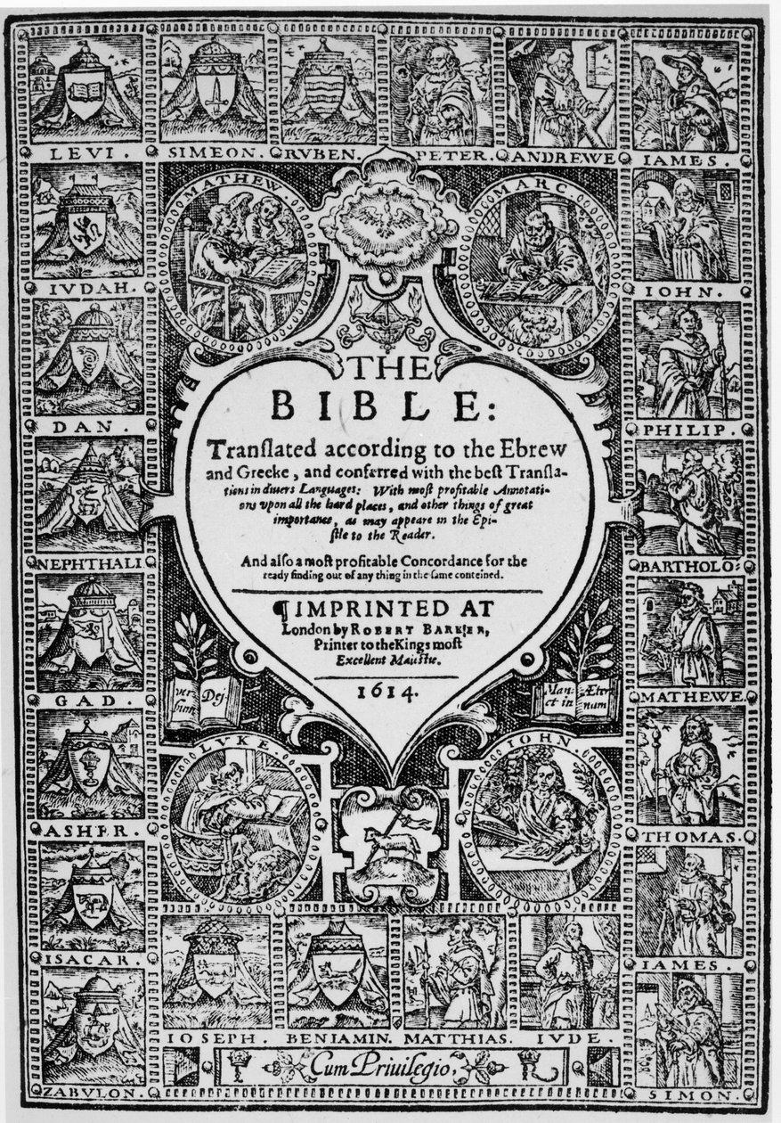 Titelside for den engelske oversættelse af Geneva Bible, 1614 af English School