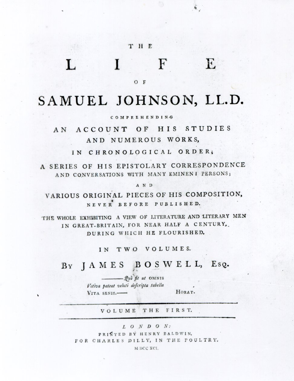 Titelside fra The Life of Samuel Johnson af James Boswell (1740-1795) af English School