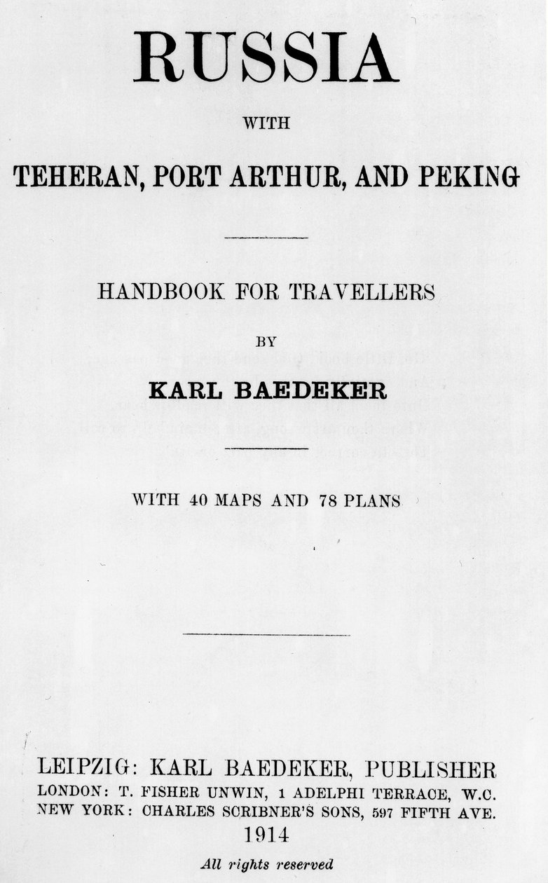 Titelside fra en Baedeker-guide til Rusland, udgivet 1914 af English School