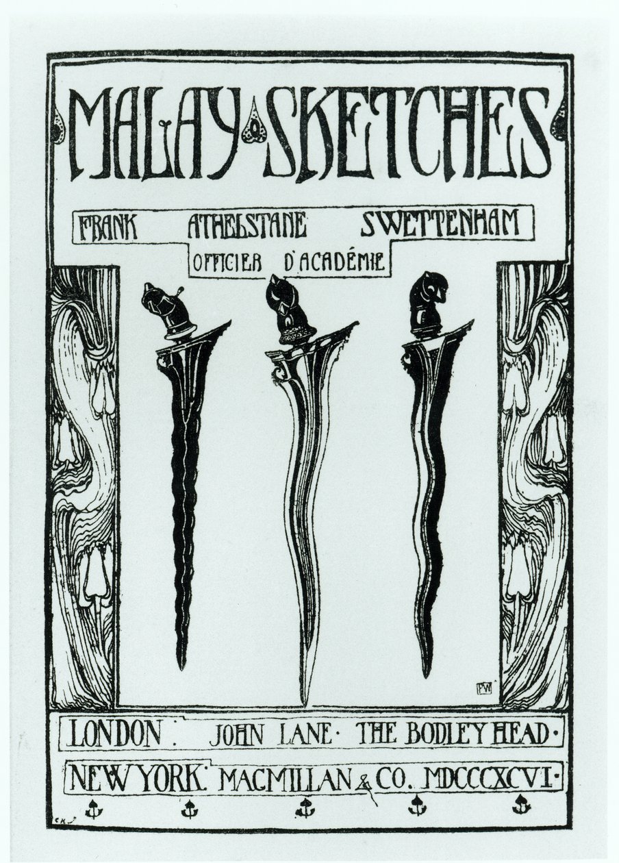 Titelside af malaysiske skitser af Frank Athelstane Swettenham, udgivet 1896 af English School
