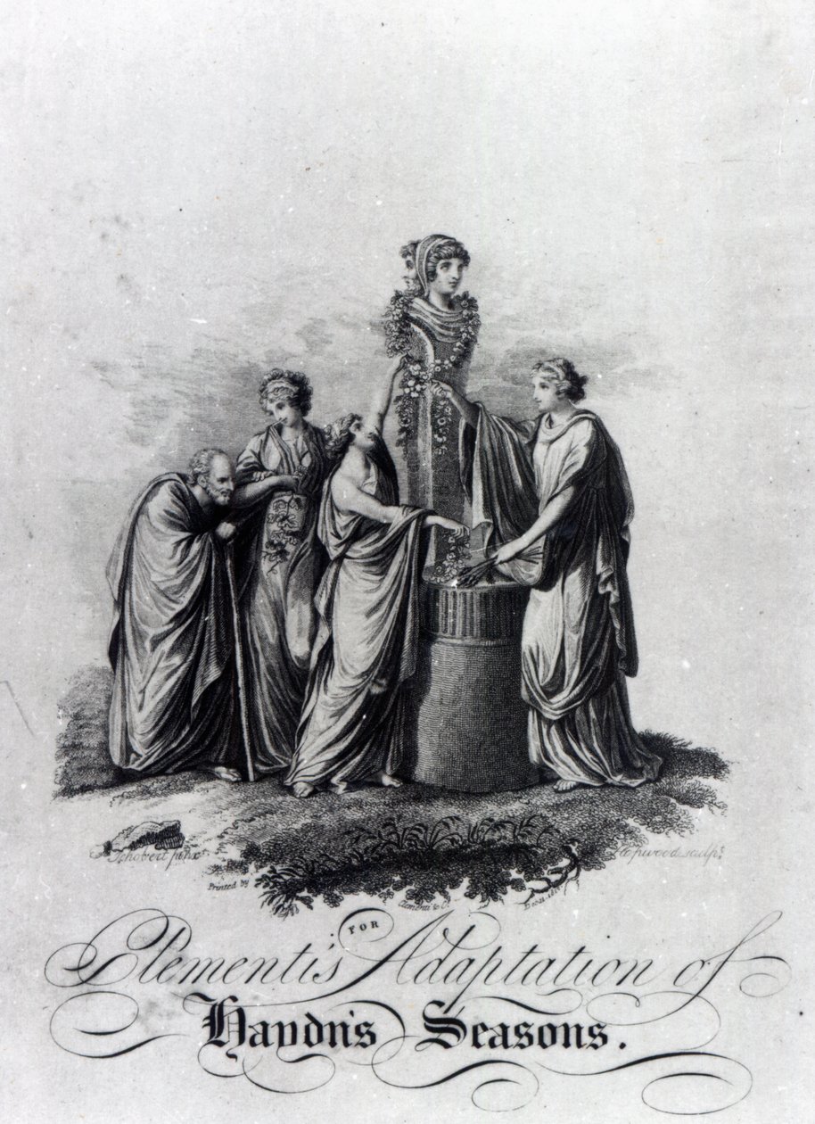 Titelside på Muzio Clementis bearbejdelse for klaver af Joseph Haydns oratorium Årstiderne af English School