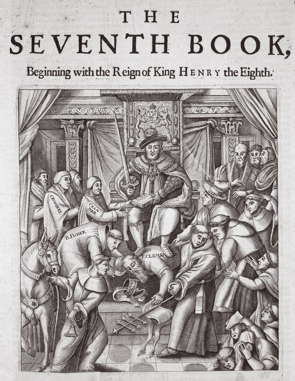 Titelside, The Seventh Book, of Acts and Monuments af John Foxe, niende udgave, pub. 1684 af English School