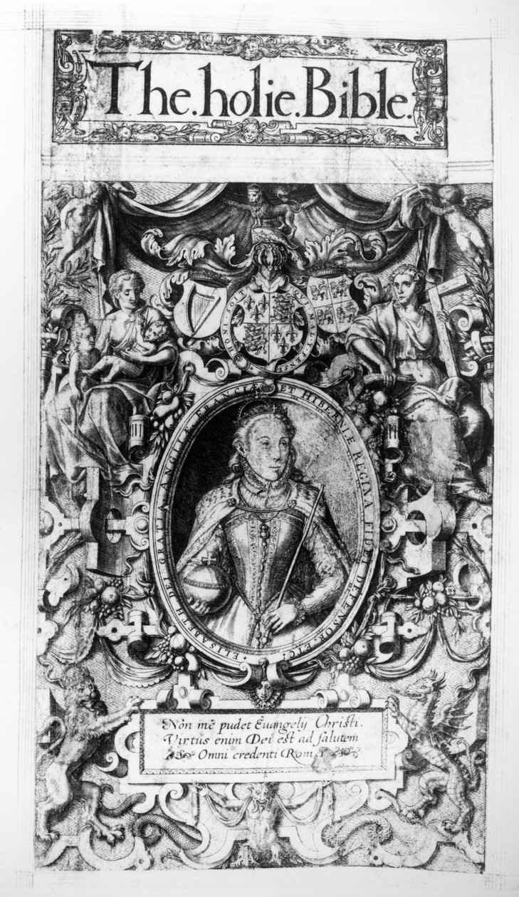 Titelblad til Bishops Bible, pub. i 1568 af English School