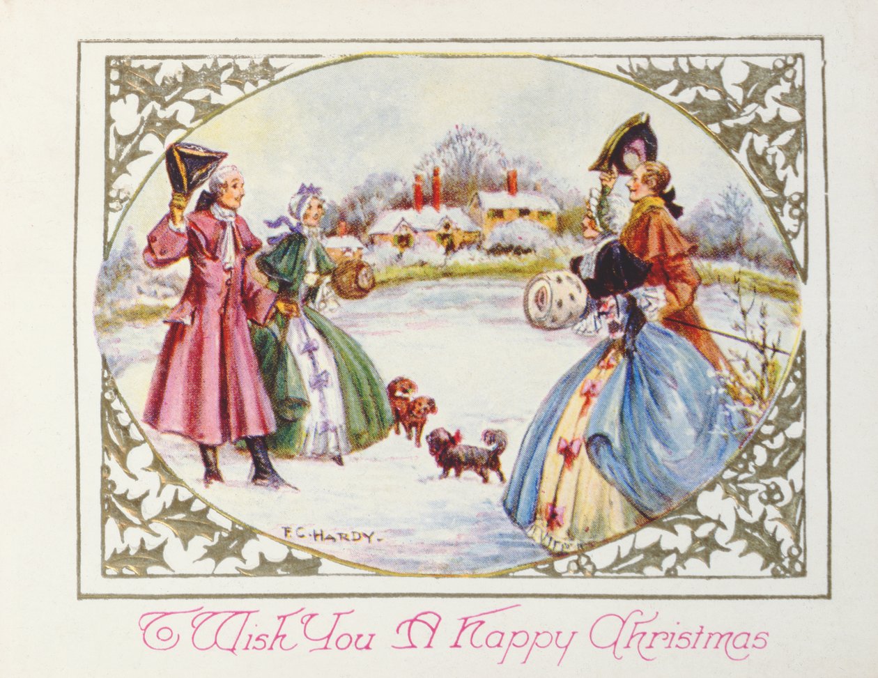 "To Wish you a Happy Christmas", victoriansk kort (chromolitho) af English School