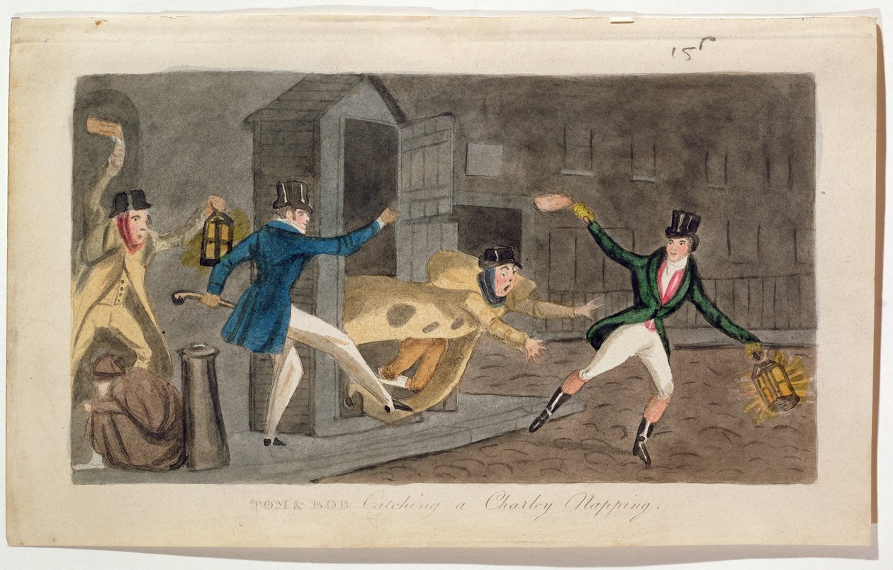 Tom og Bob fanger en Charley lur, 1821 (akvatint) af English School