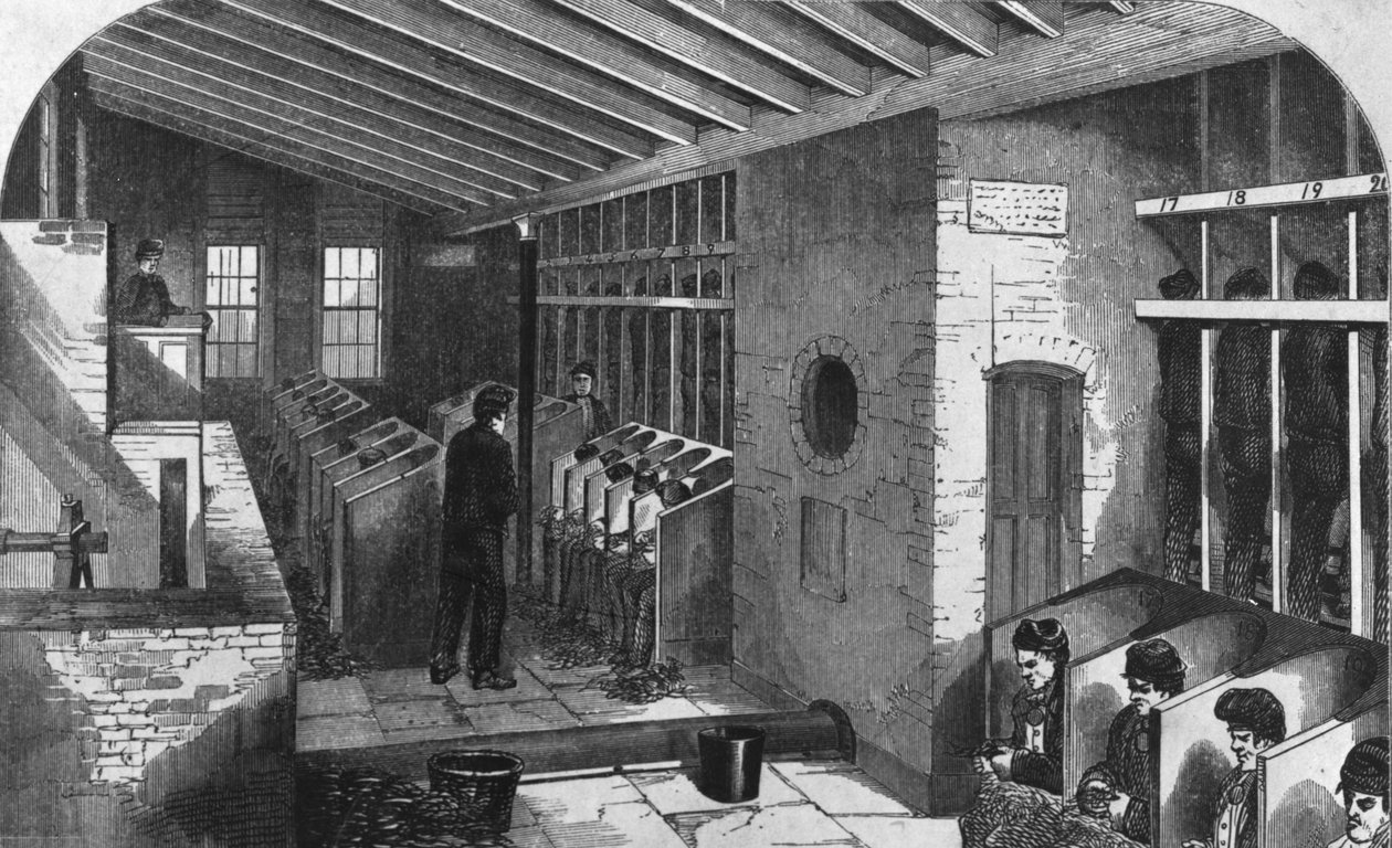 Tread-Wheel og Oakum-Shed i City Prison, Holloway, fra 