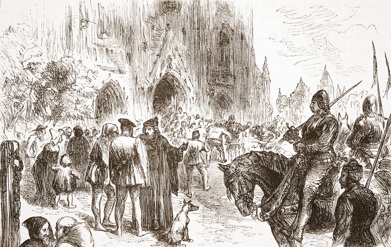 Retssag mod Jerome: venter på dommen, illustration fra The History of Protestantism af James Aitken Wylie (1808-1890), pub. 1878 af English School
