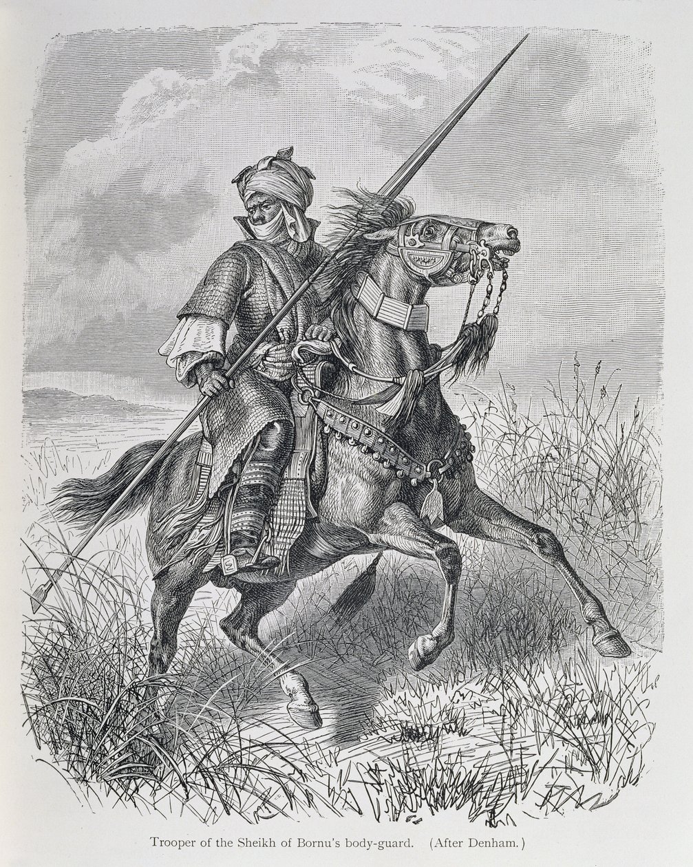 Soldat i sheiken af Bornus livgarde, fra "The History of Mankind", Vol.III, af Prof. Friedrich Ratzel, 1898 af English School