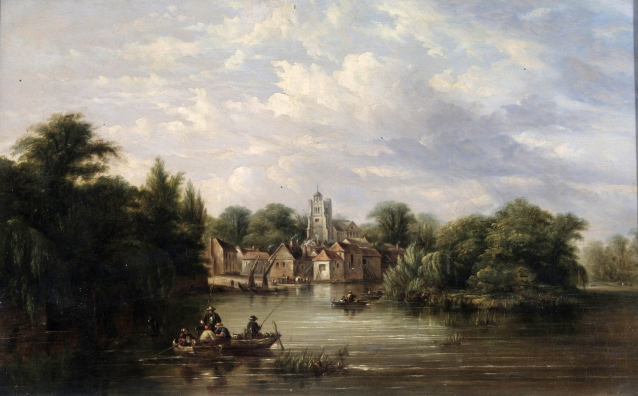 Twickenham Church, Embankment og Eel Pie Island, Middlesex, efter 1713 af English School