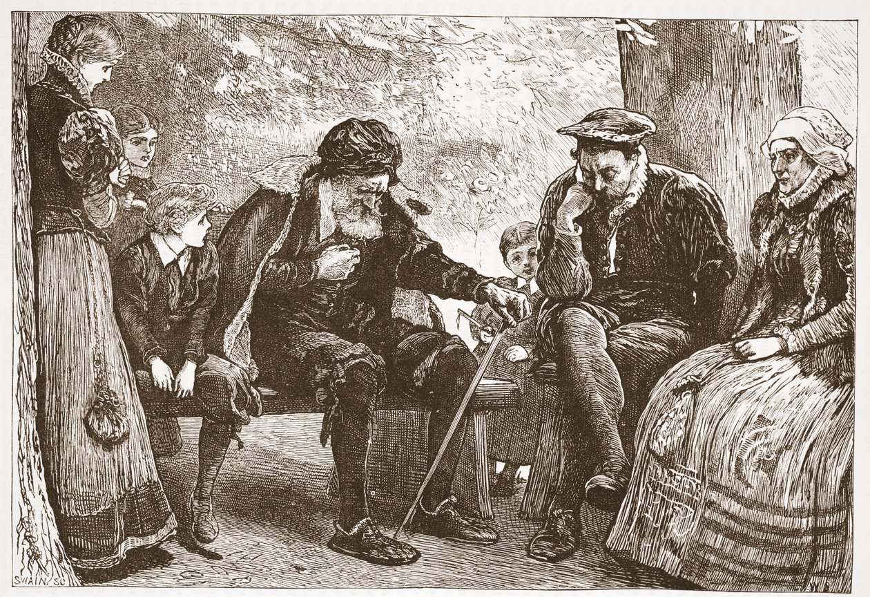 Under Linden-træerne, illustration fra The History of Protestantism af James Aitken Wylie (1808-1890), pub. 1878 af English School