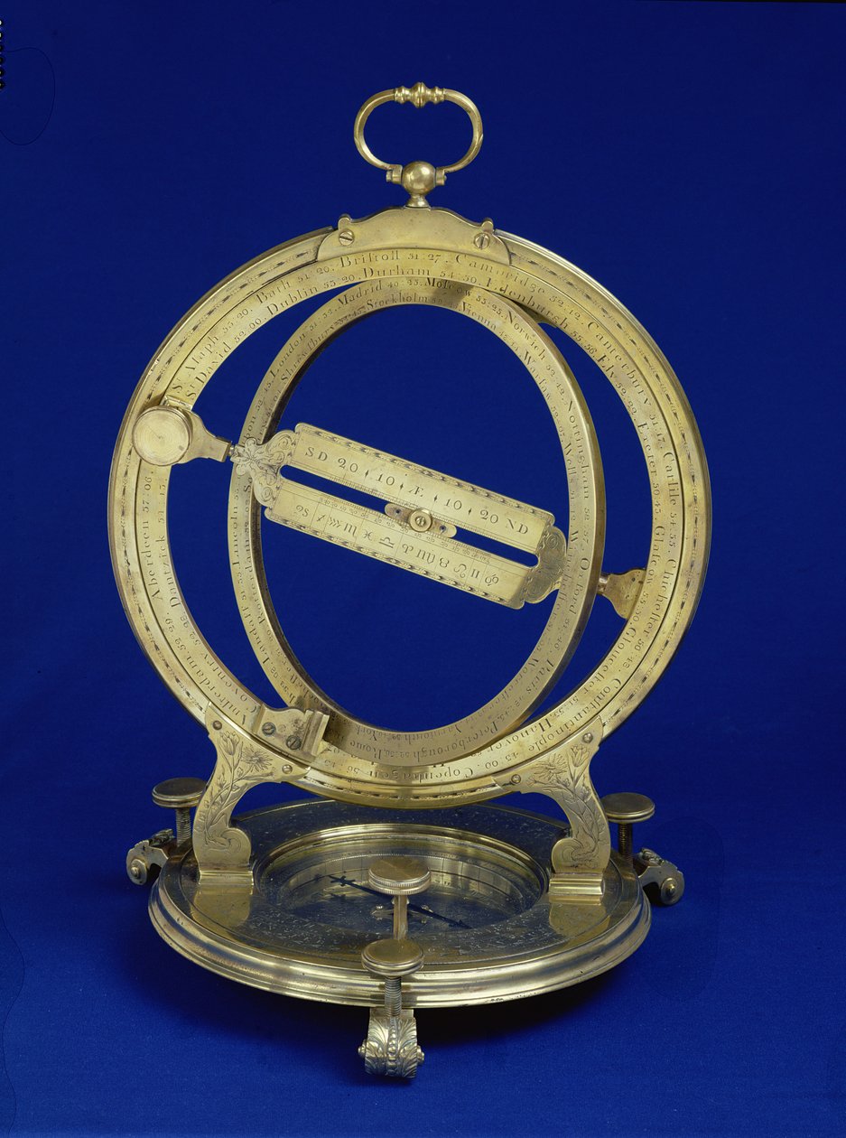 Universal Equinoctian Standing Ring Dial, sandsynligvis lavet af Thomas Heath, ca. 1730 (messing) af English School
