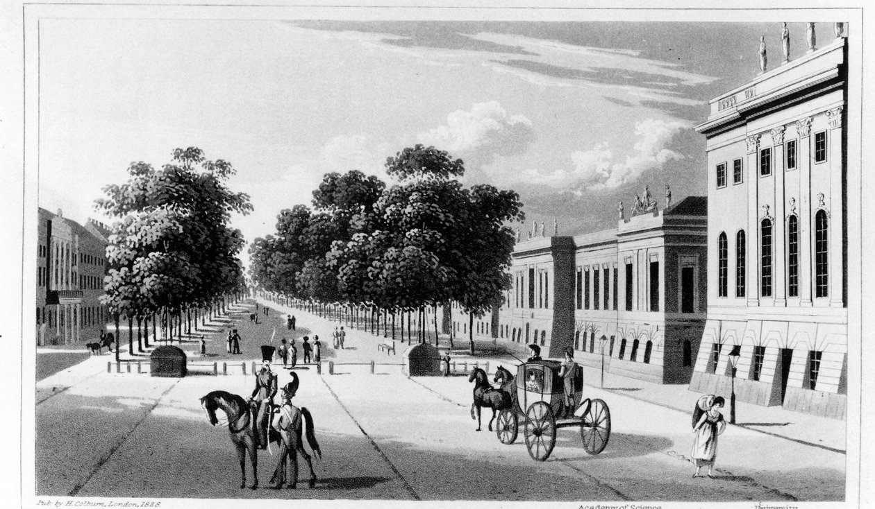 Unter den Linden, fra Sankt Petersborg: A Journal of Travels to and from that Capital af A.B. Granville, udgivet 1828 af English School