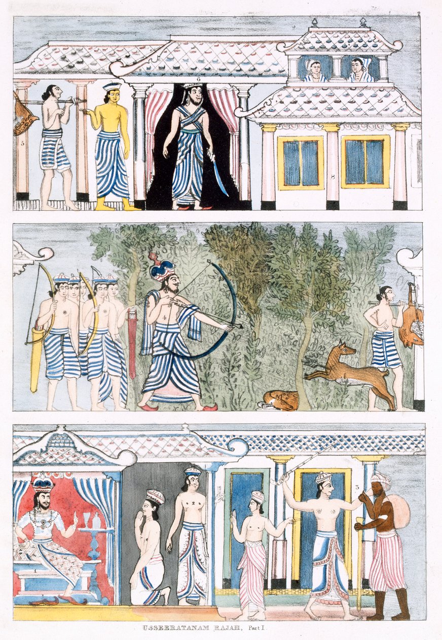 Usseeratanam Rajah, del I, fra The History and Doctrin of Buddhism af Edward Upham, 1829 (se også 414248) af English School